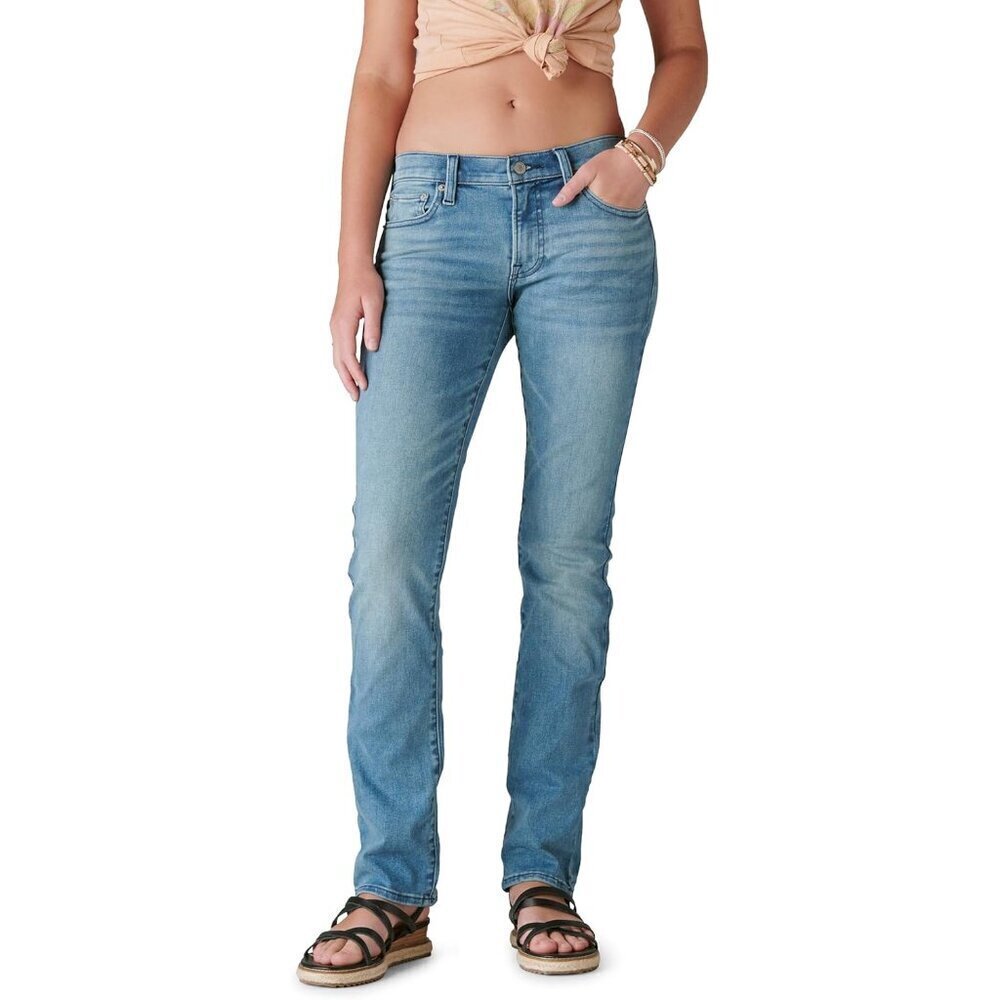 Women's Mid Rise Straight Jeans Cotton Blend Classic Fit 33 Snap Closure